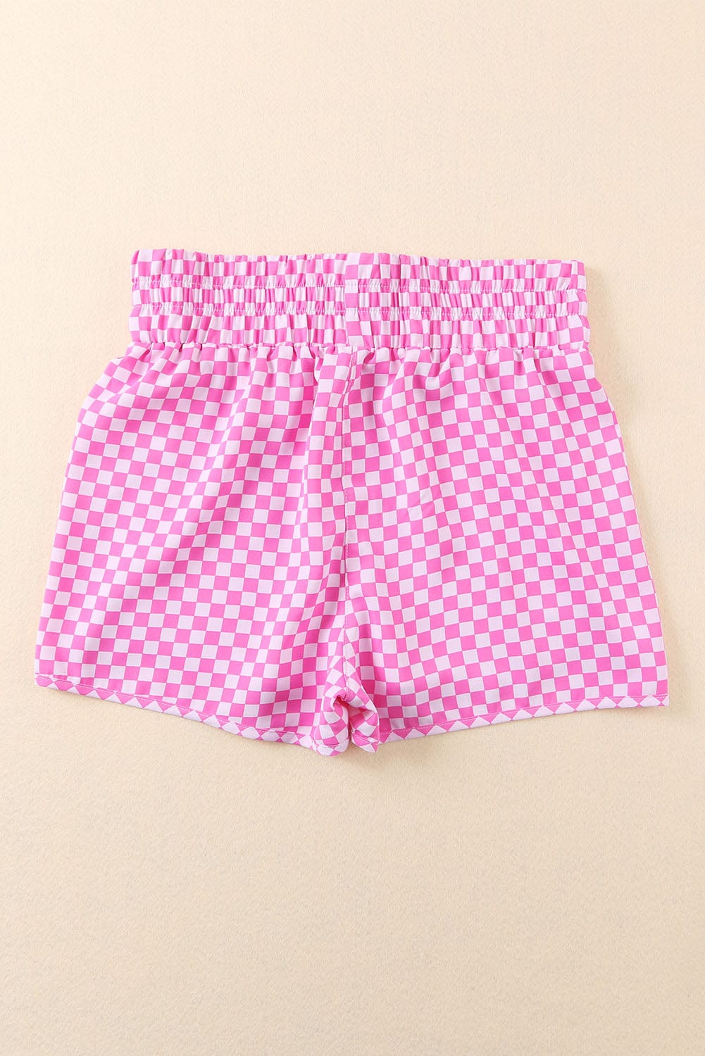 Casual Pink Checkered Shorts