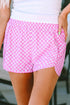 Casual Pink Checkered Shorts