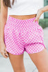 Pink Checkered Board Shorts