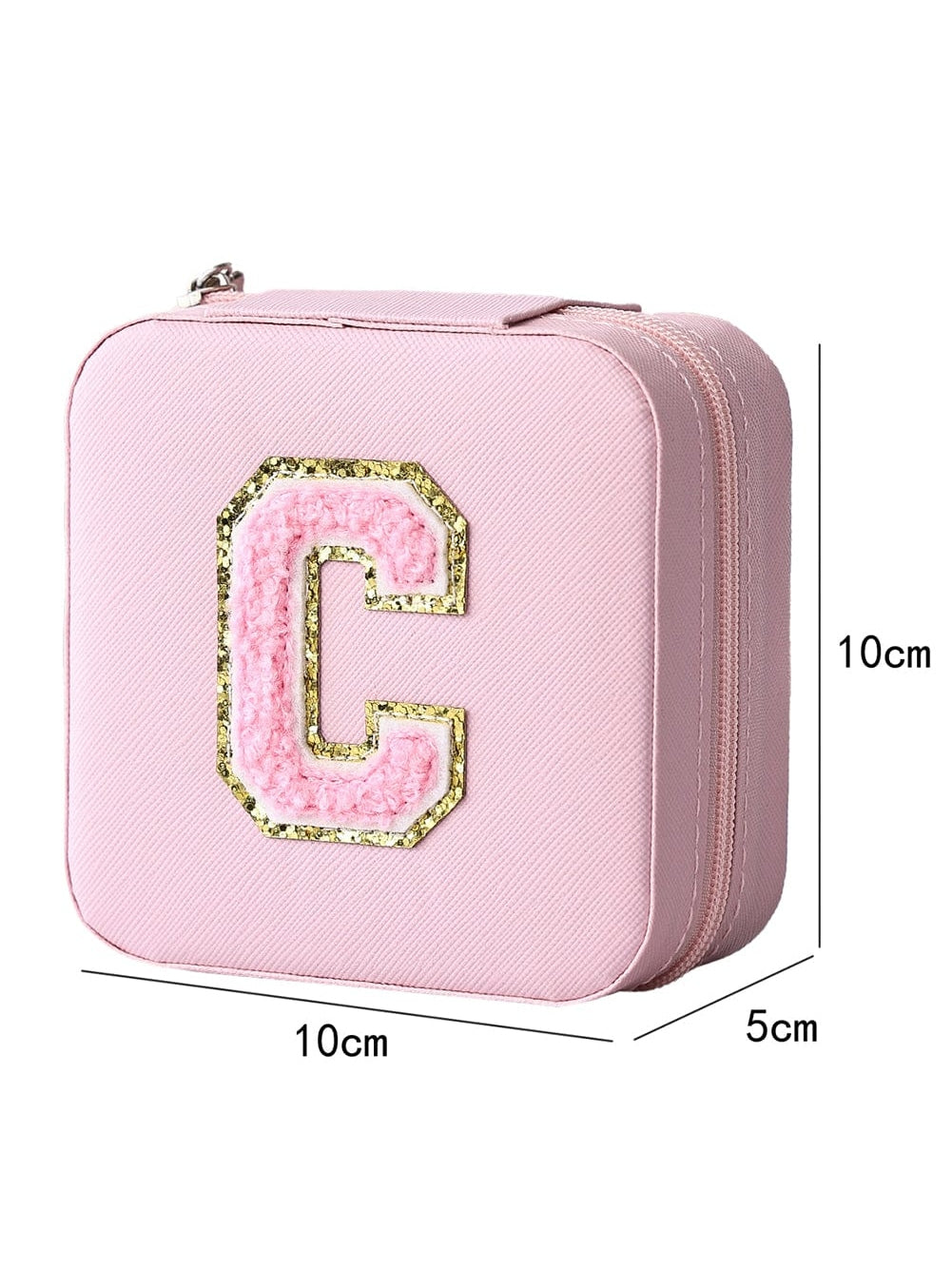 Pink Sequin Chenille Letter Travel Jewelry Organizer