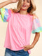 Rainbow Striped Sequin Top