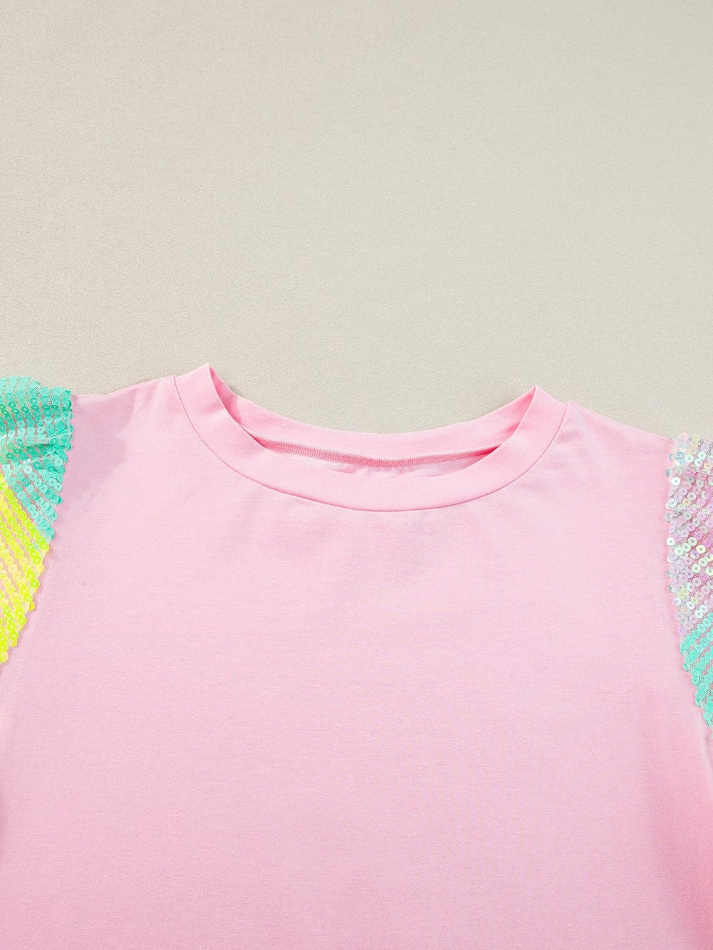Rainbow Striped Sequin Top