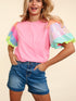 Rainbow Striped Sequin Top