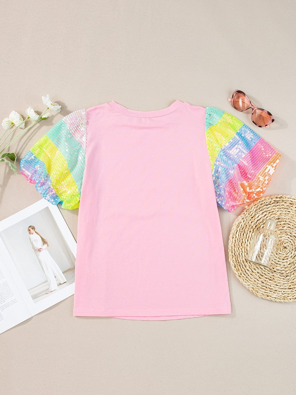 Rainbow Striped Sequin Top