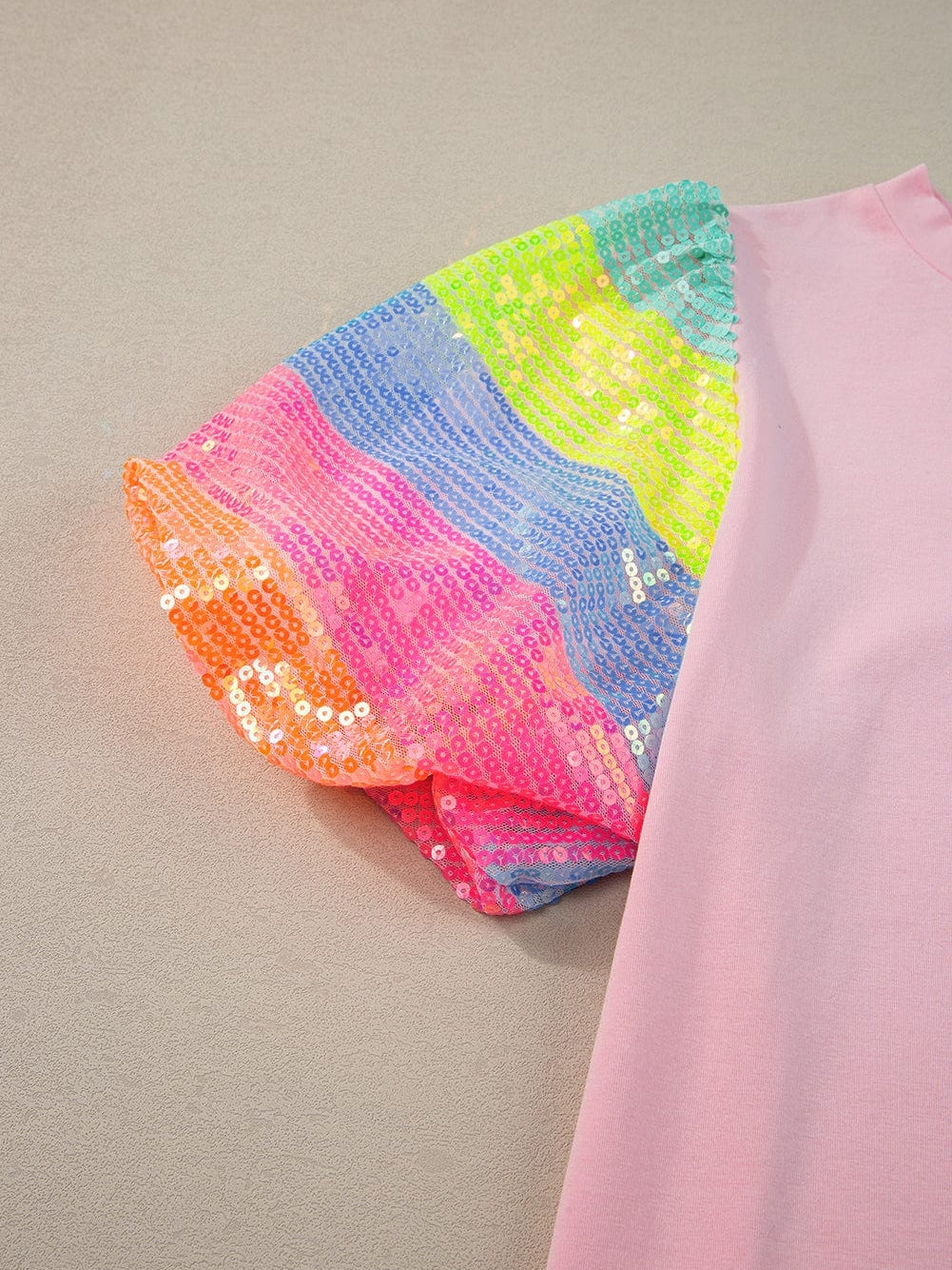 Rainbow Striped Sequin Top