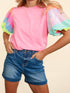 Rainbow Striped Sequin Top