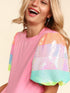 Rainbow Striped Sequin Top