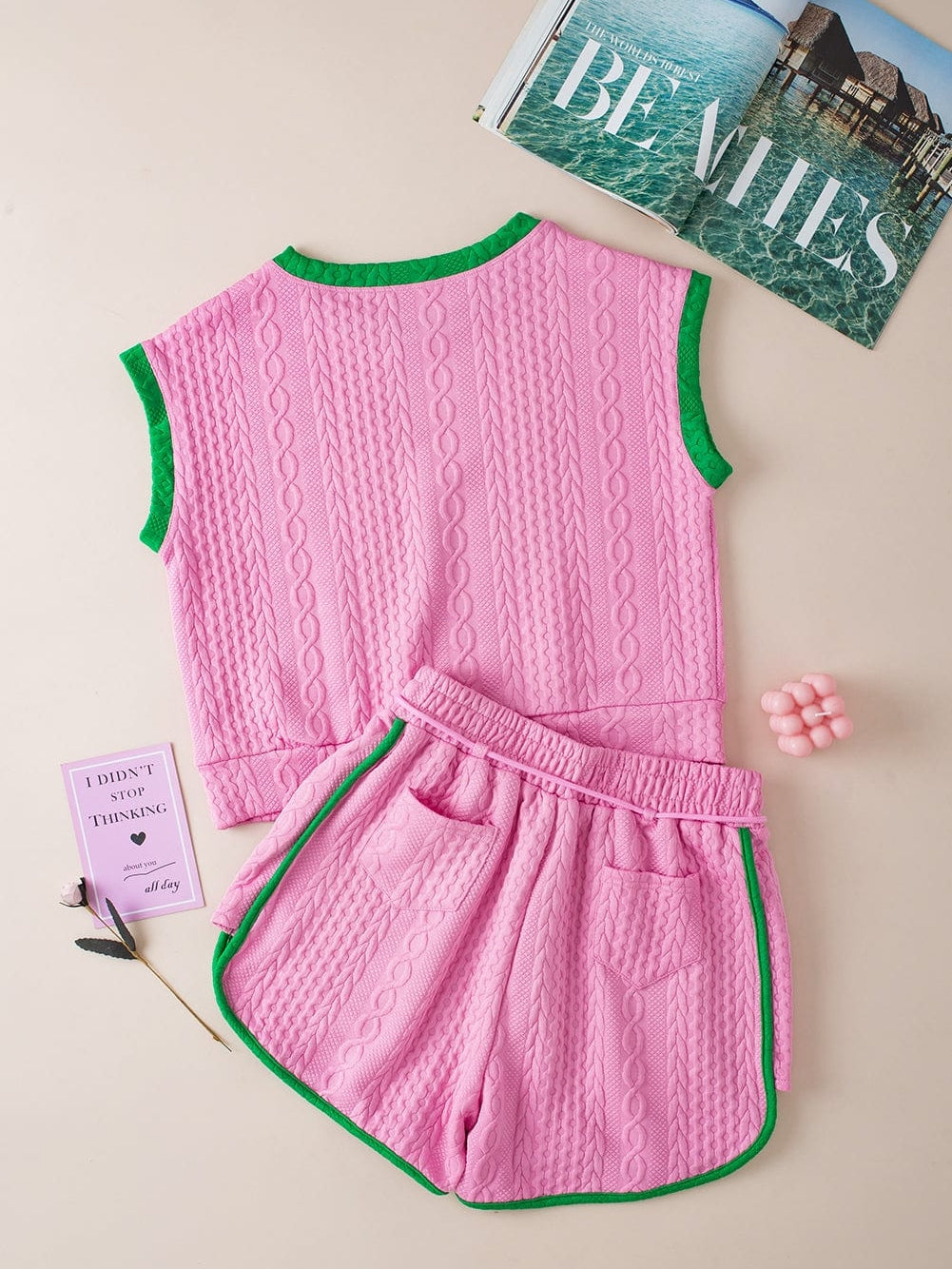 Pink Shorts and Top Set with Side Slits