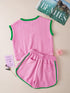 Pink Shorts and Top Set with Side Slits