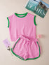 Pink Shorts and Top Set with Side Slits