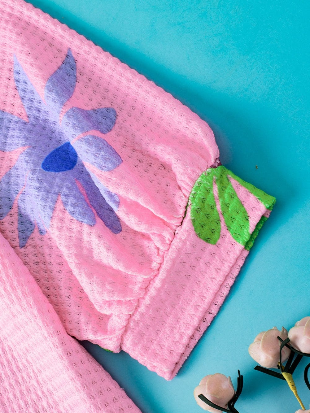 Pink Waffle Knit Floral T-Shirt