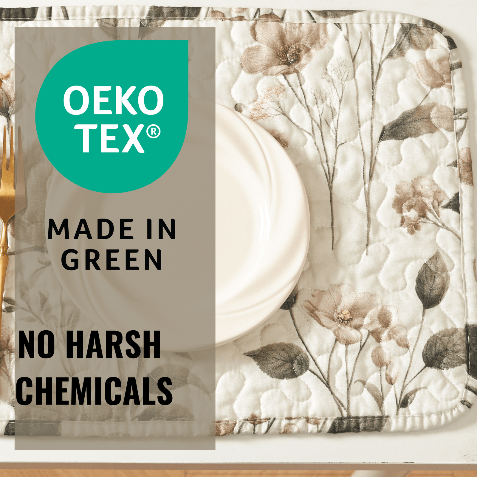 DaDalogy Enchanted Meadow Placemats - Set of 4, Floral Elegance in Beige, Rose, and Soft Green, Premium Soft Microfiber, Perfect for Any Meal, 13x19 Inches