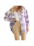 Oversized Fuzzy Plaid Jacket for Women