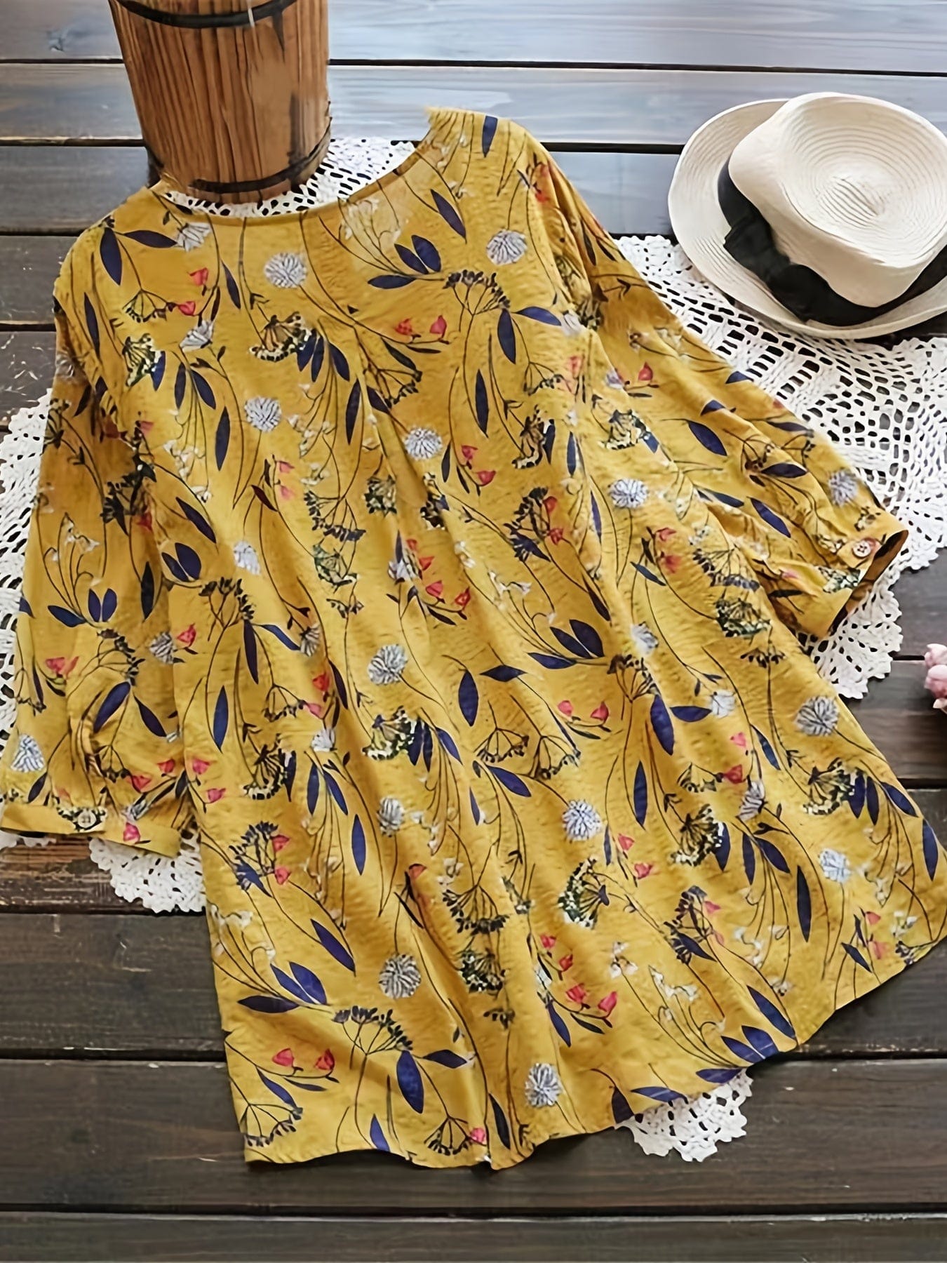 3/4 Sleeve Plus Size Blouse