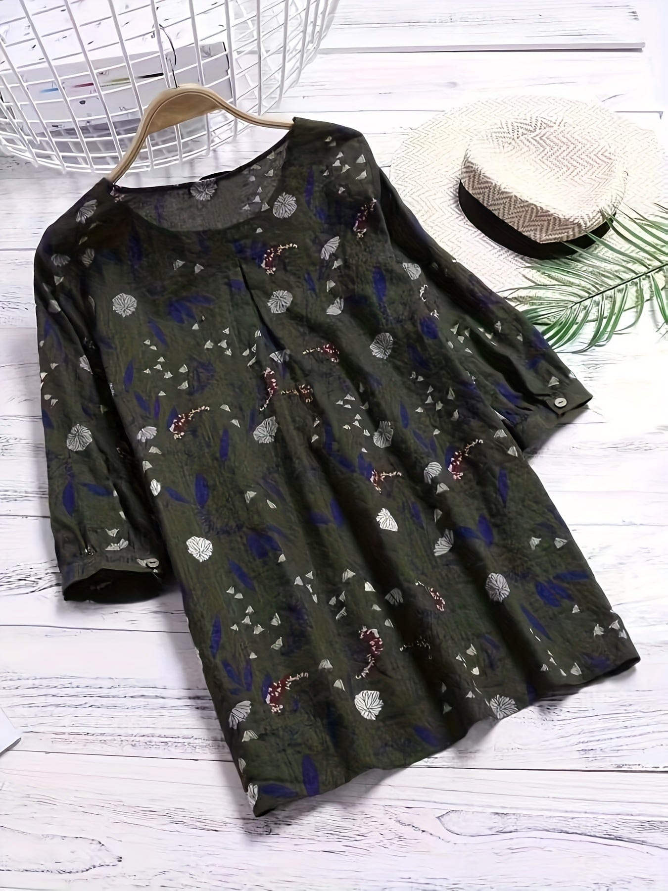 3/4 Sleeve Plus Size Blouse