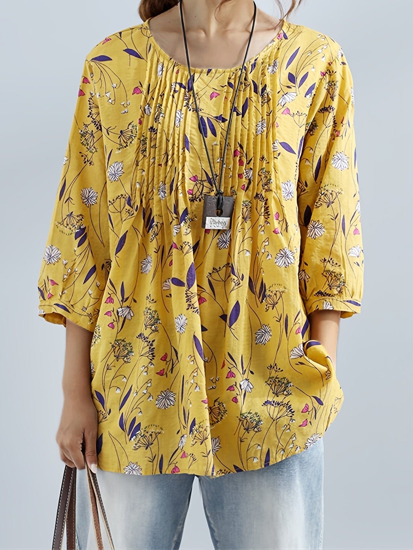 3/4 Sleeve Plus Size Blouse