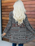 Open Front Long Cardigan with Tribal Print
