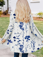 Open Front Long Cardigan with Tribal Print