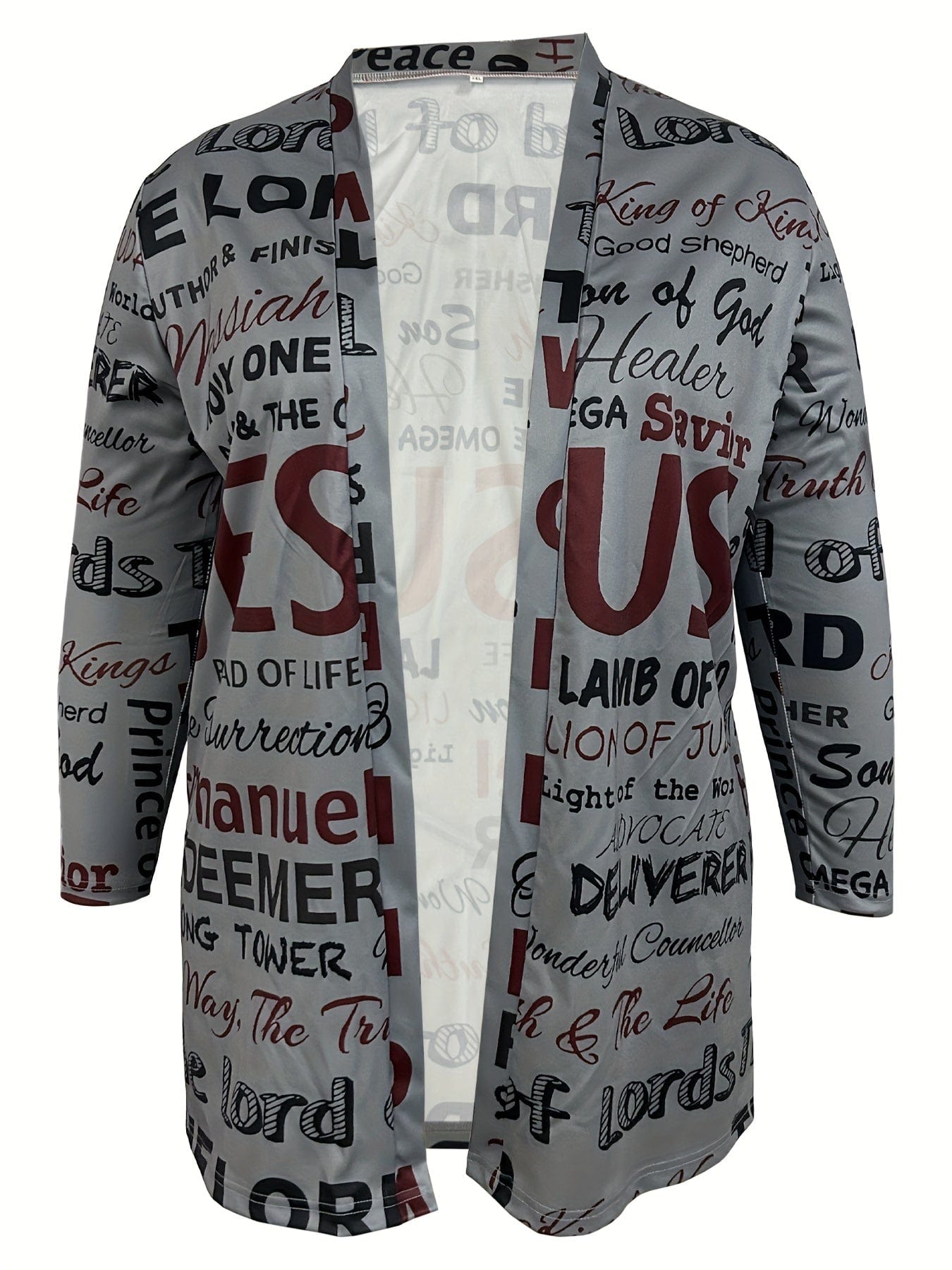 Open Front Long Cardigan with Tribal Print