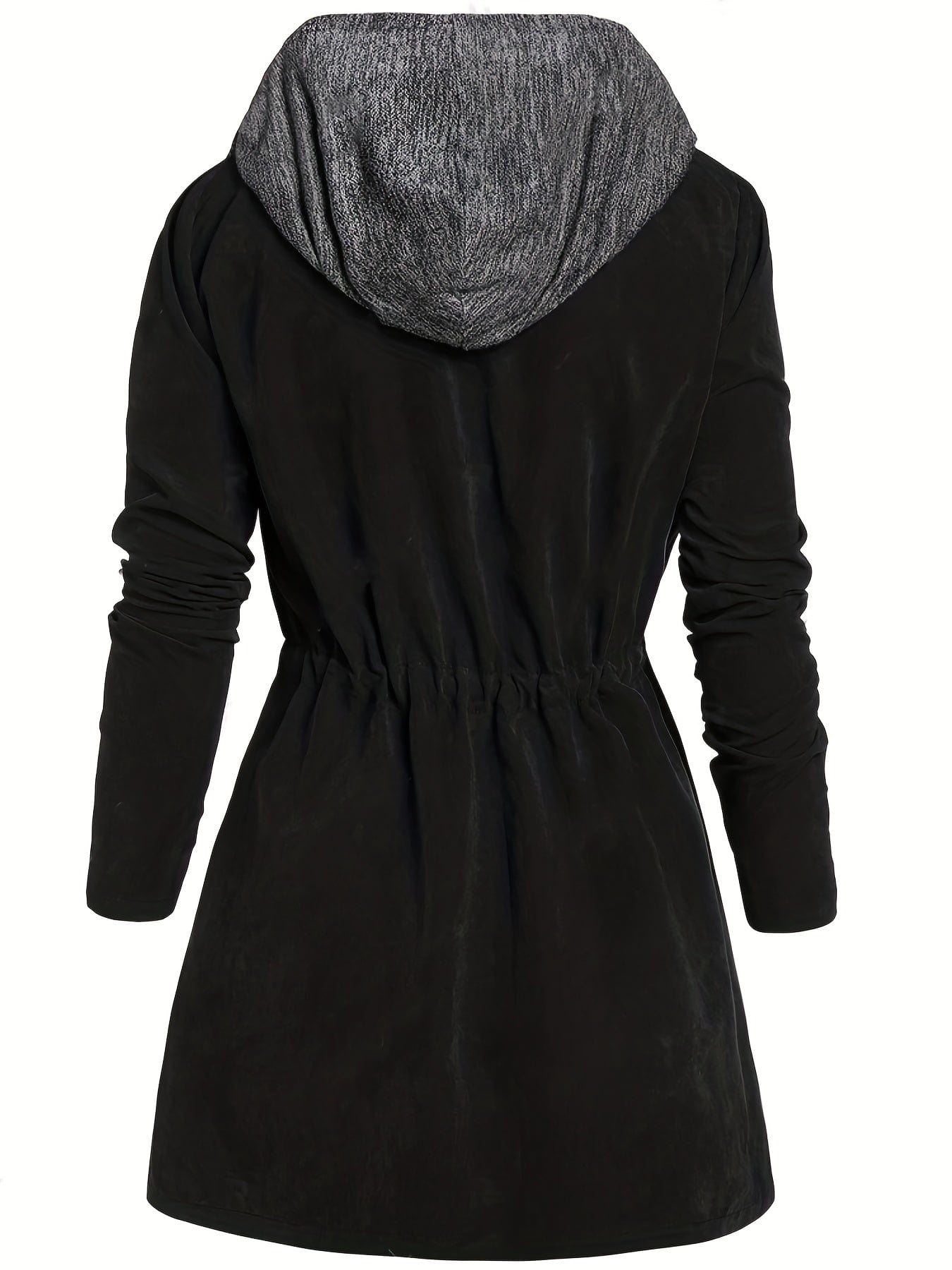 Colorblock Hooded Coat Plus Size