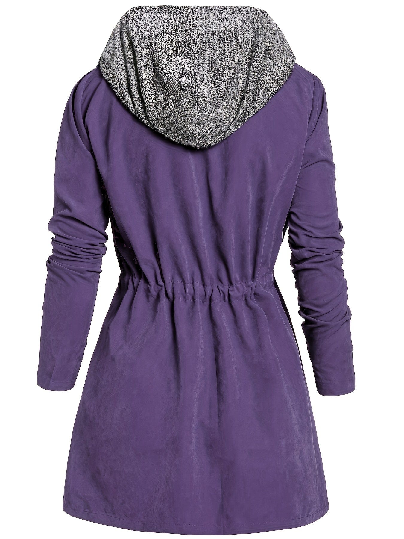 Colorblock Hooded Coat Plus Size