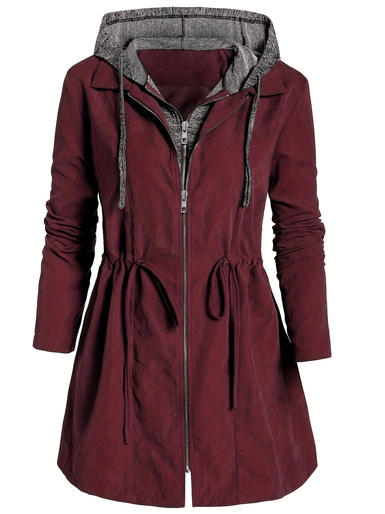 Colorblock Hooded Coat Plus Size