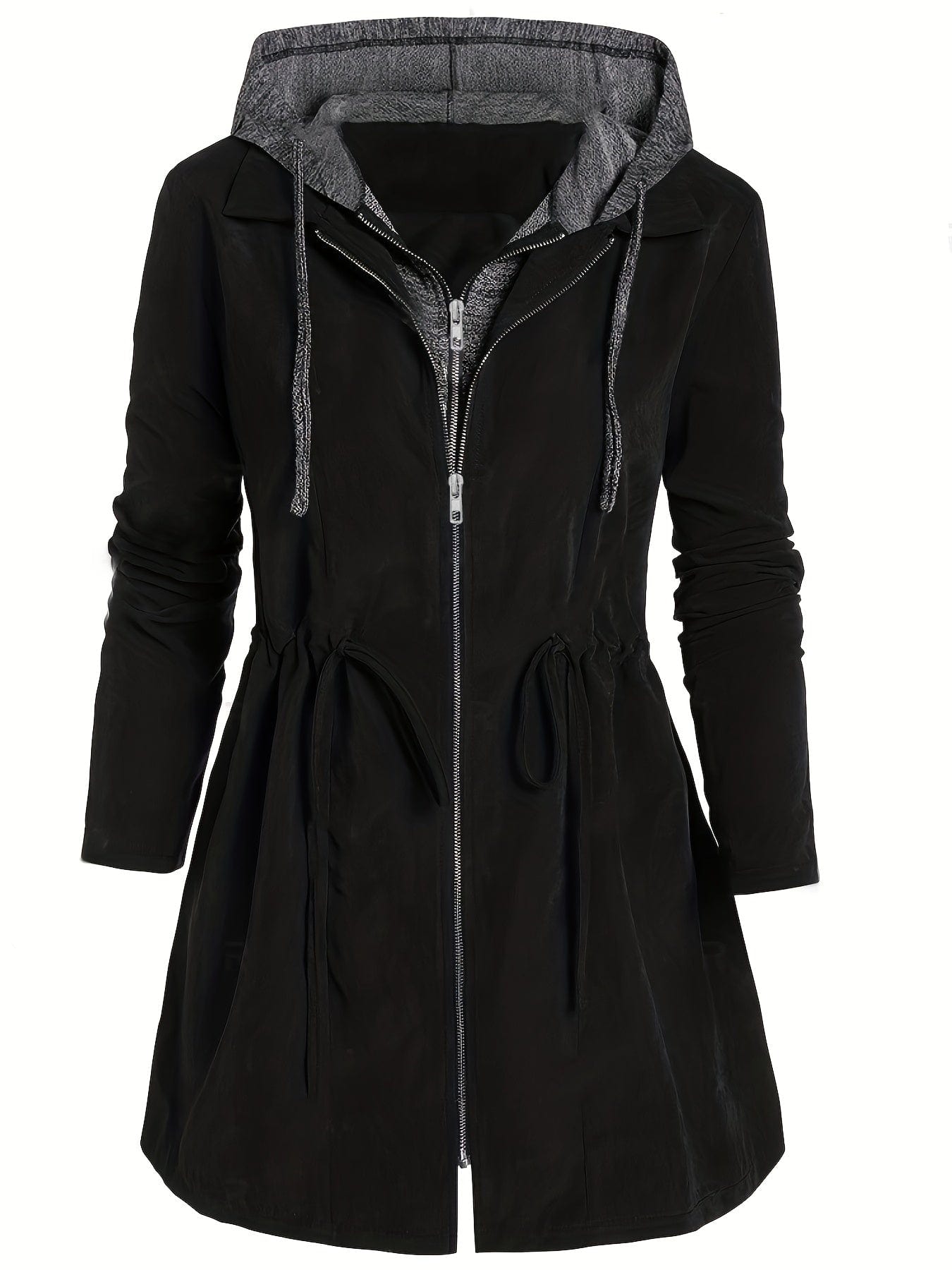Colorblock Hooded Coat Plus Size