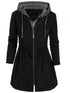 Colorblock Hooded Coat Plus Size