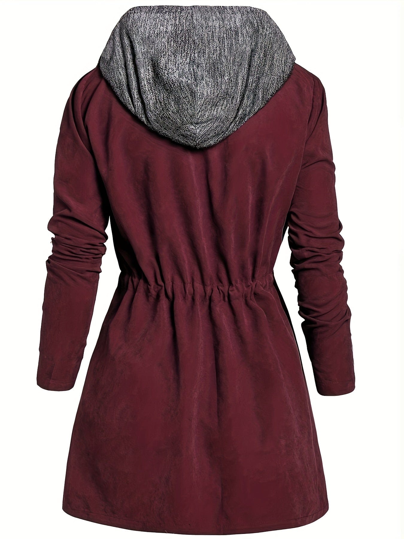 Colorblock Hooded Coat Plus Size
