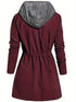 Colorblock Hooded Coat Plus Size