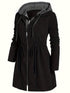 Colorblock Hooded Coat Plus Size