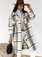Button-Down Plaid Coat Plus Size
