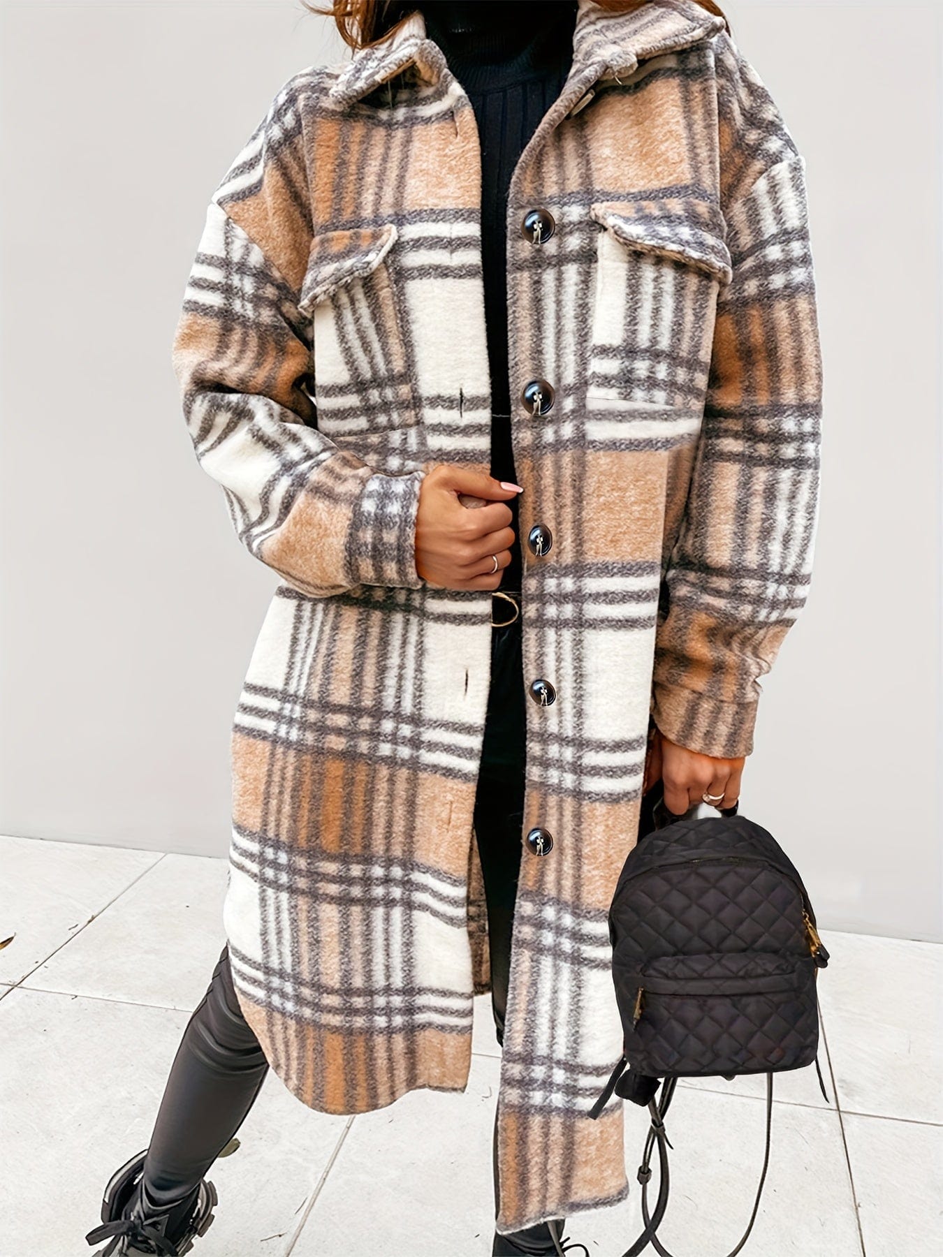 Plus Size Oversized Plaid Shirt