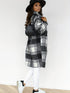 Button-Down Plaid Coat Plus Size