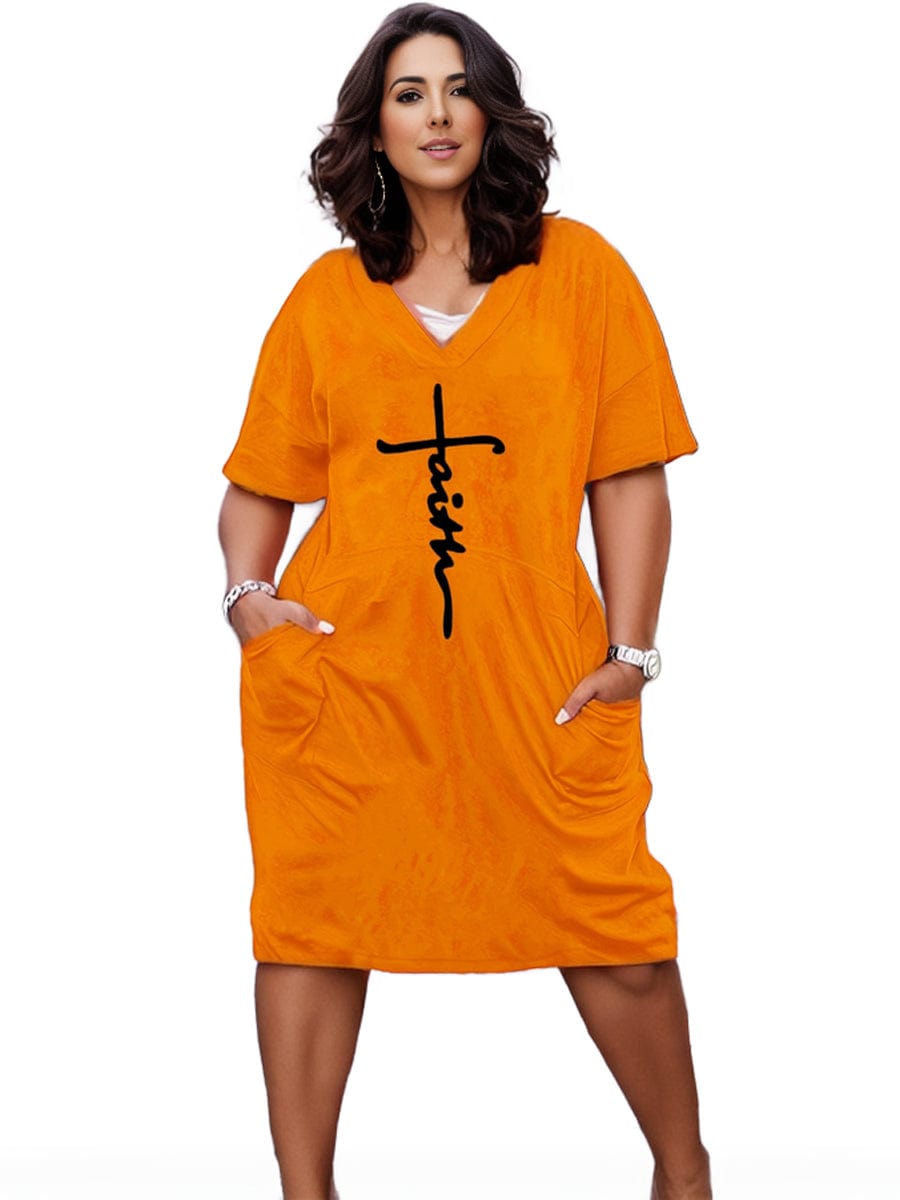 Plus Size V-Neck T-Shirt Dress