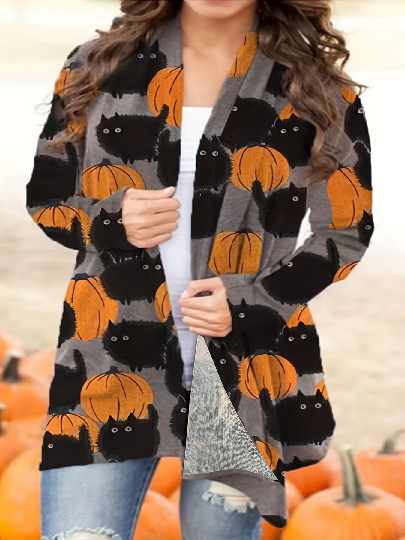 Relaxed Fit Plaid Shirt Jacket for Plus Size
