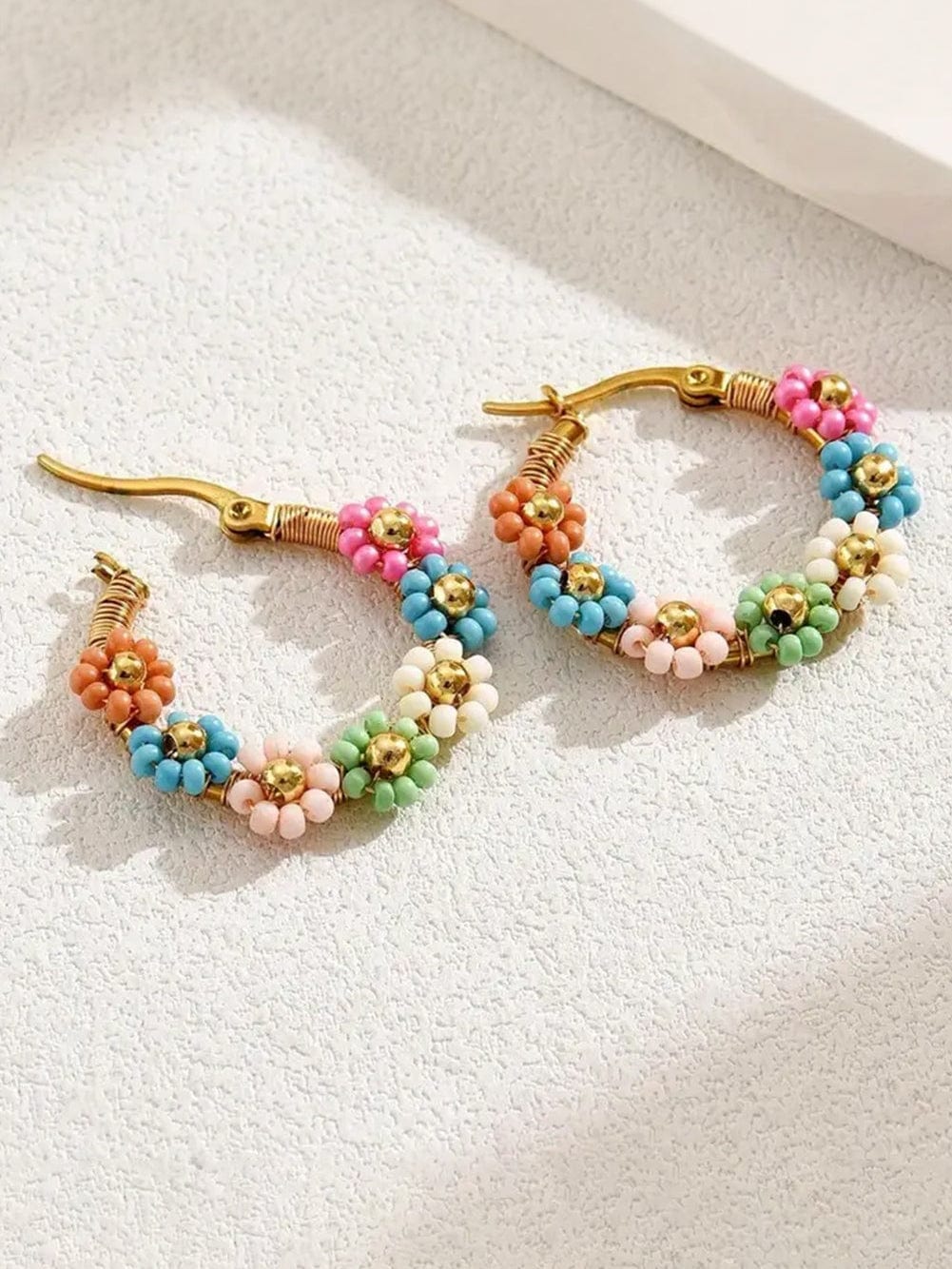 Pretty Pink Floral Hoop Earrings for Chic Outfits