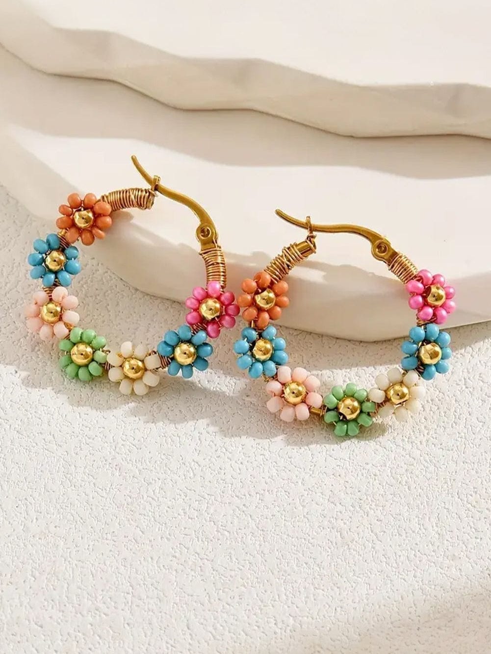 Pretty Pink Floral Hoop Earrings for Chic Outfits