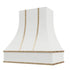 Campana extractora imprimada con frente curvo, correas y botones de latón: anchos disponibles de 30", 36", 42", 48", 54" y 60"