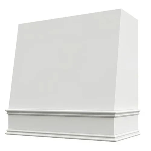 Primed Wood Range Hood With Angled Front and Decorative Trim - 30", 36", 42", 48", 54" and 60" Widths Available