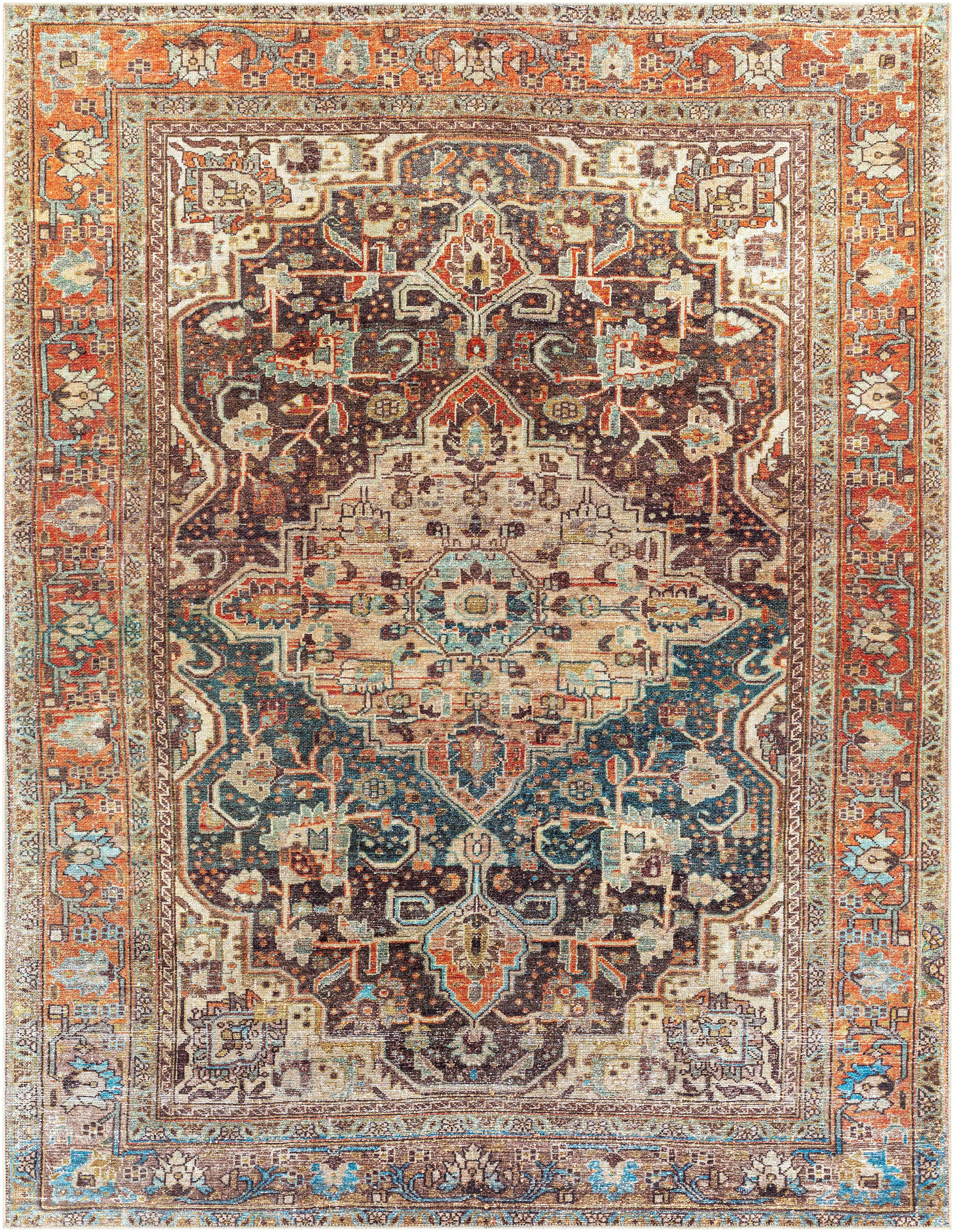 Alfombra lavable de pelo plano vintage Portlaw