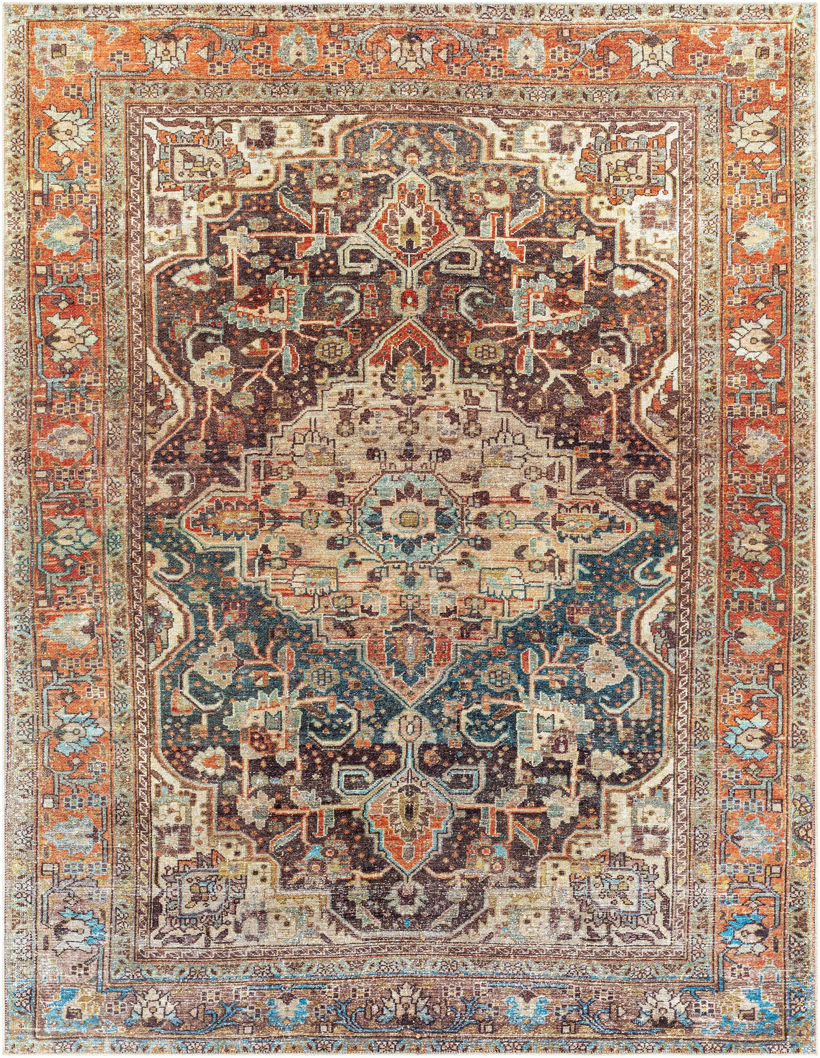 Alfombra lavable de pelo plano vintage Portlaw