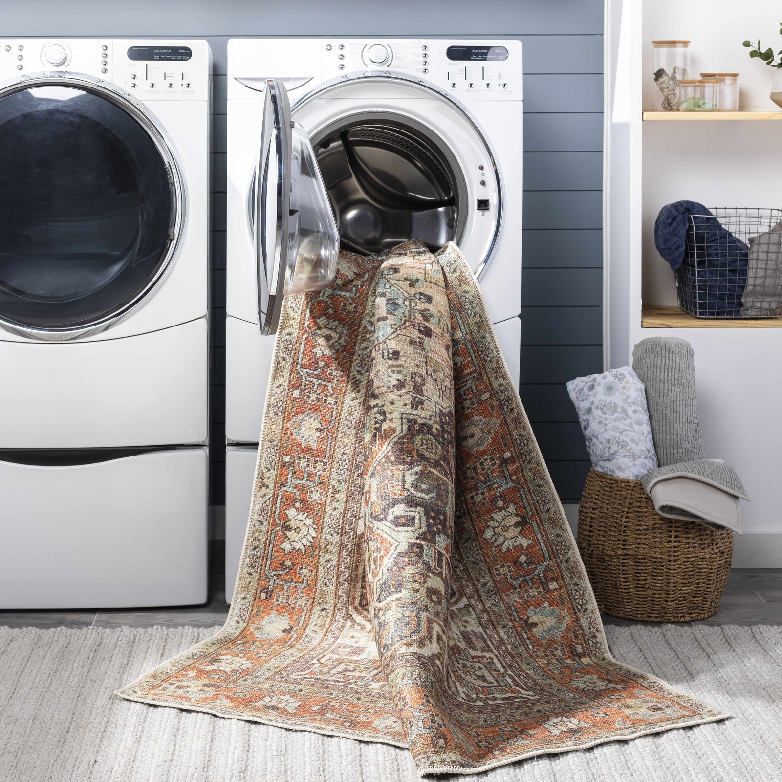 Alfombra lavable de pelo plano vintage Portlaw