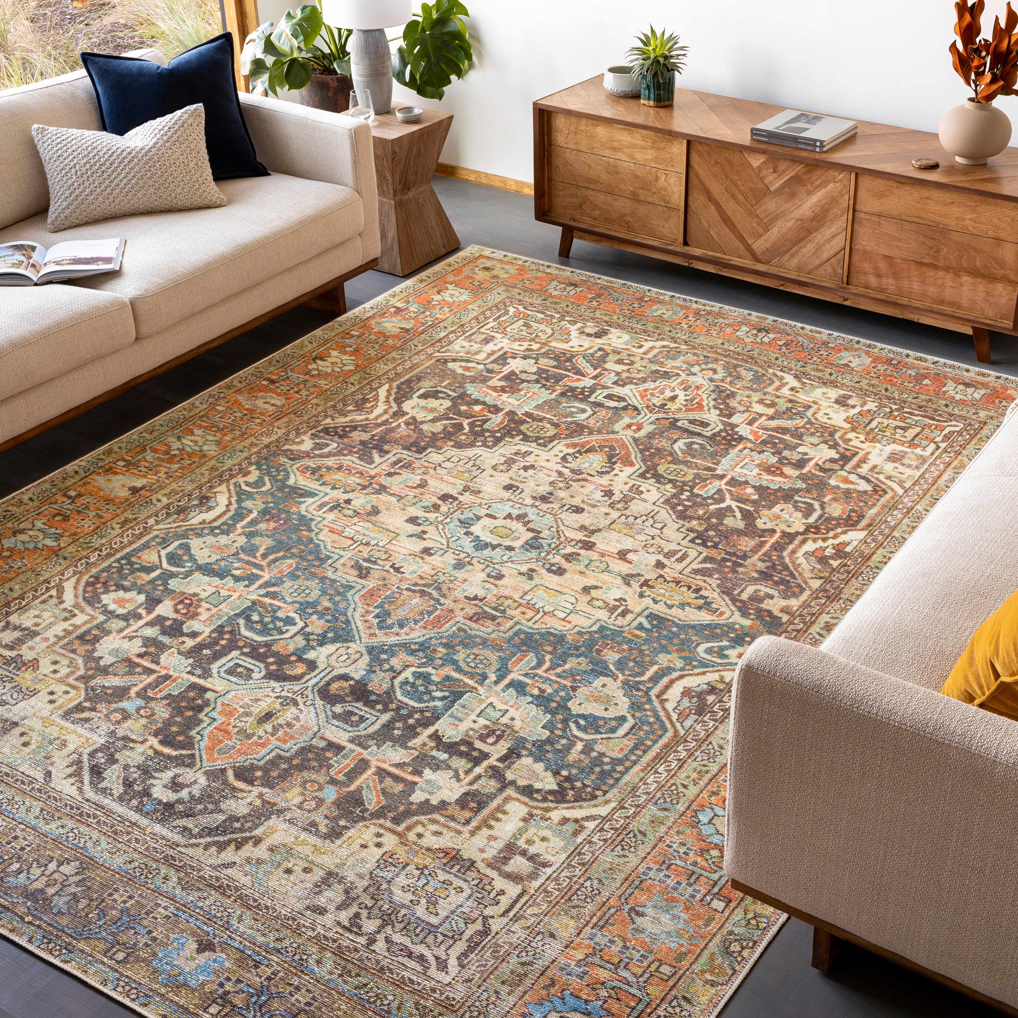 Alfombra lavable de pelo plano vintage Portlaw