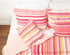 DaDa Bedding Multi-Red Pink Boho Summer Stripes Scalloped Lightweight Coverlet Bedspread Set (DXJ101824)