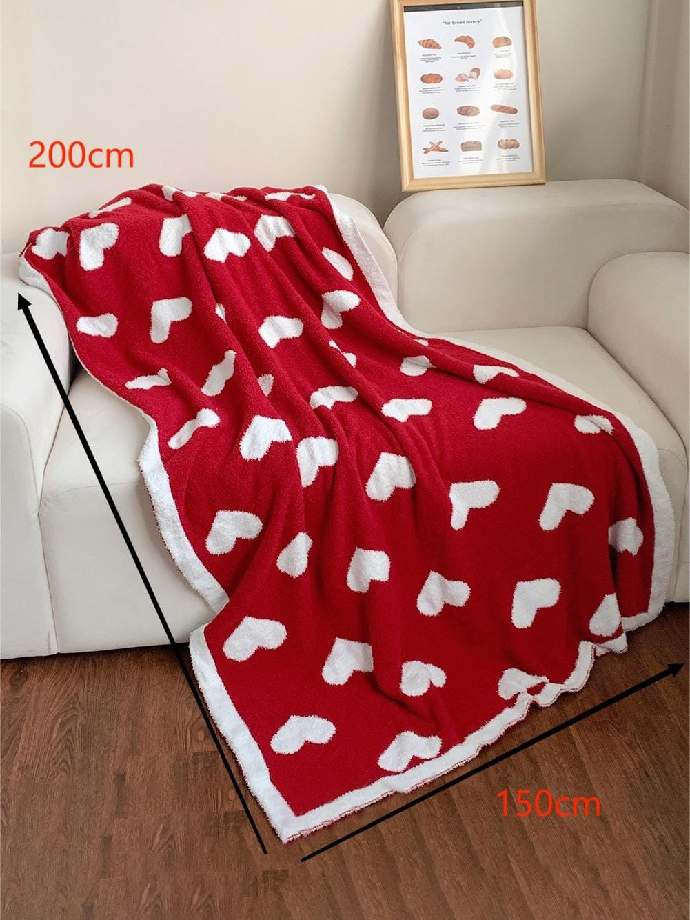 Racing Red Heart Pattern Cozy Oversized Plush Throw