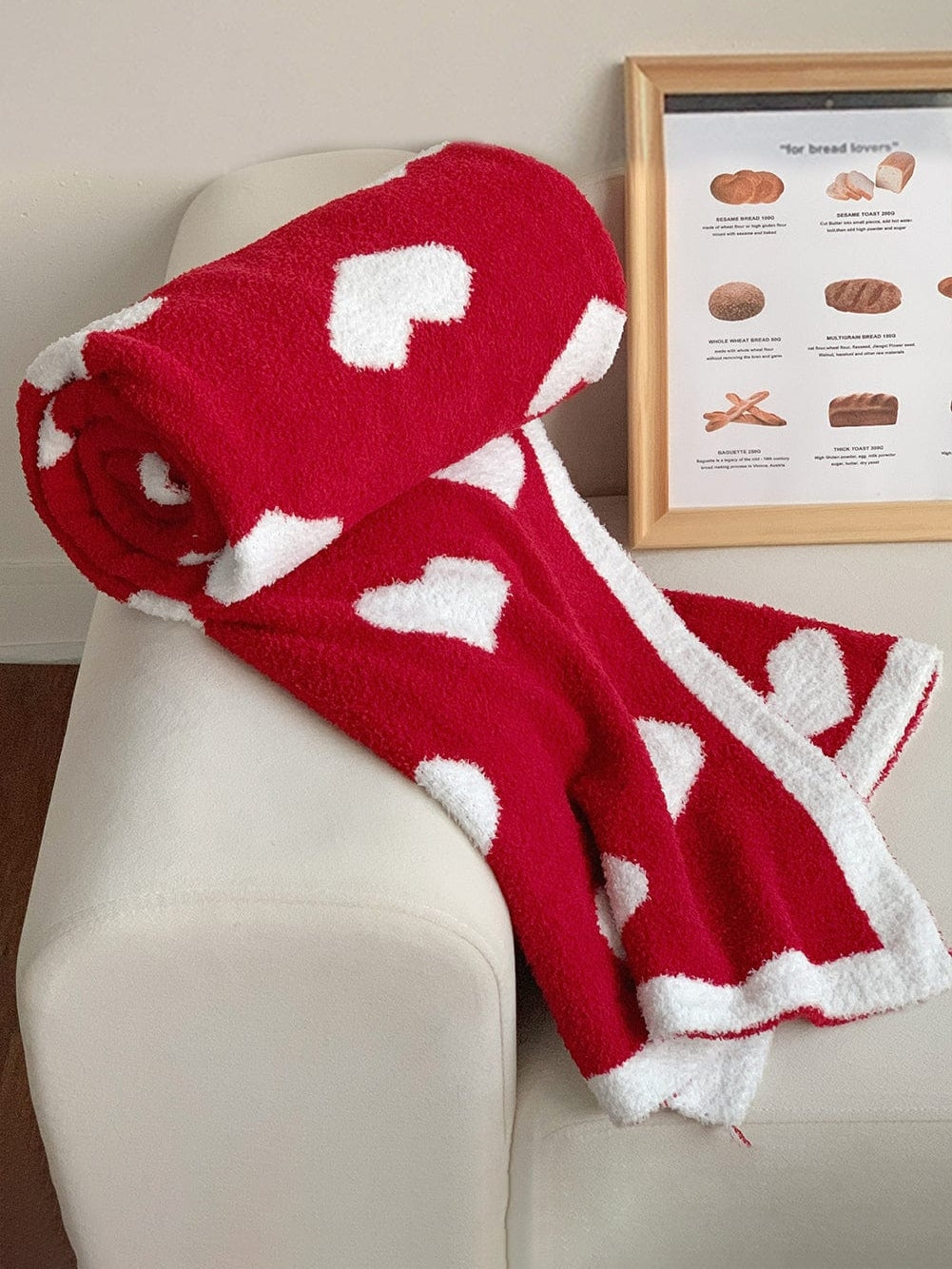 Racing Red Heart Pattern Cozy Oversized Plush Throw