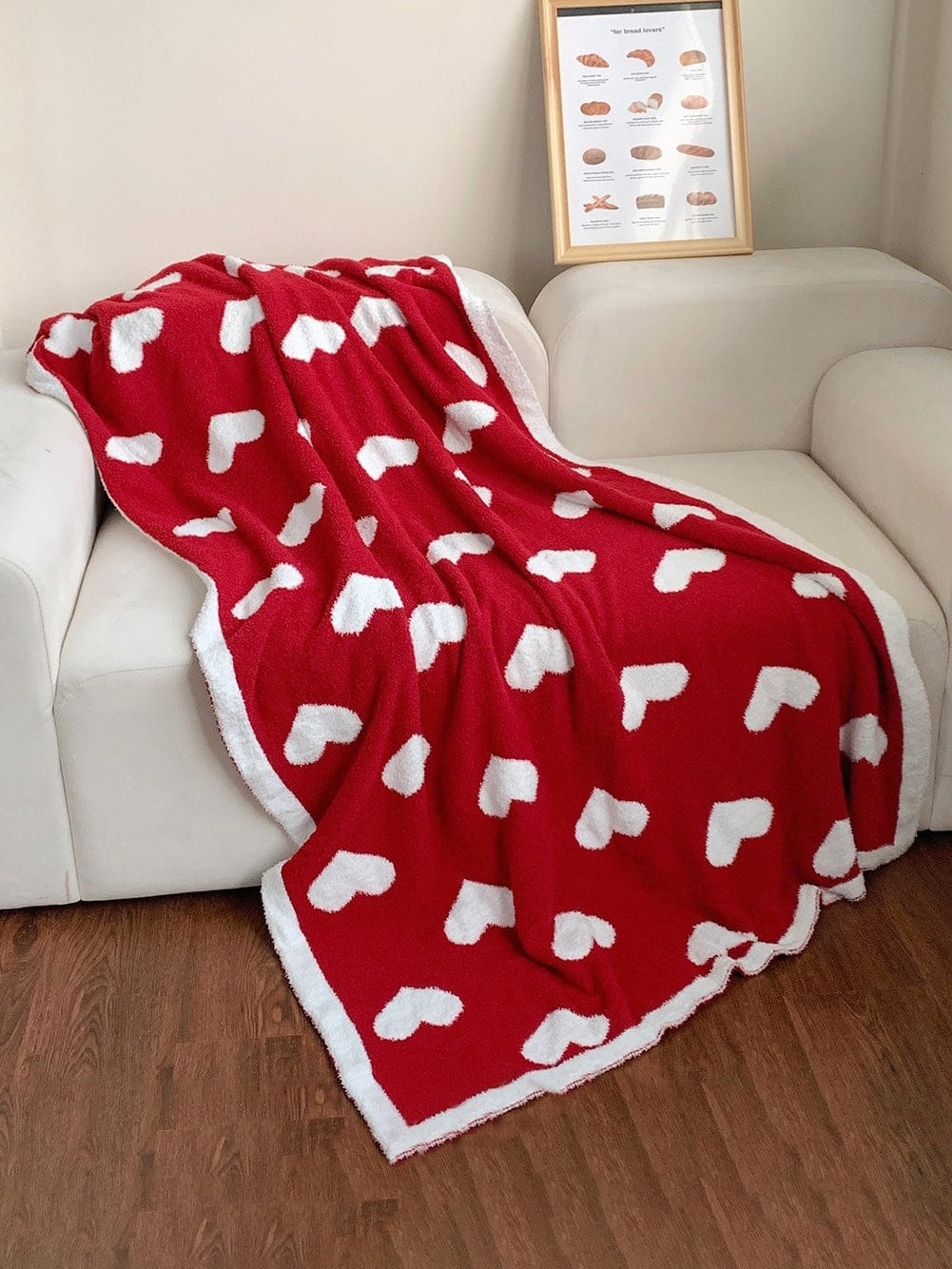 Racing Red Heart Pattern Cozy Oversized Plush Throw