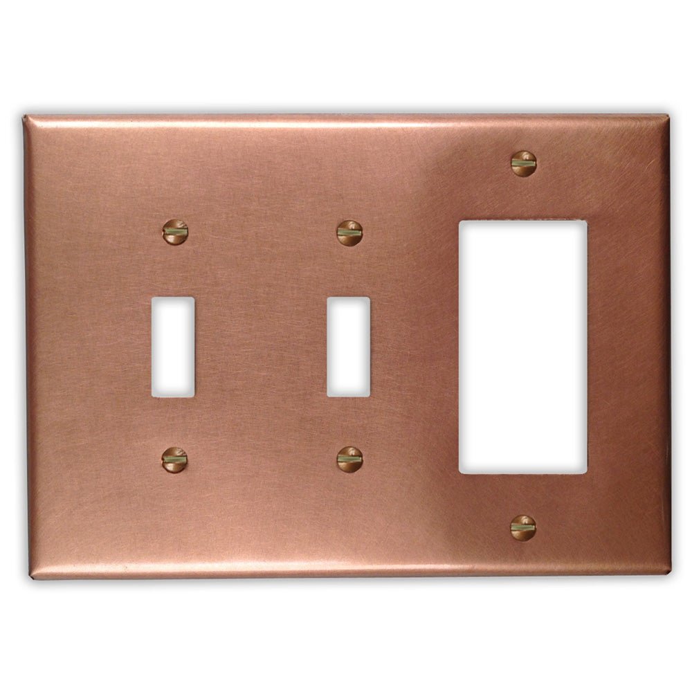 Cobre crudo - Placa de pared con 2 interruptores y 1 interruptor basculante
