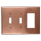 Cobre crudo - Placa de pared con 2 interruptores y 1 interruptor basculante